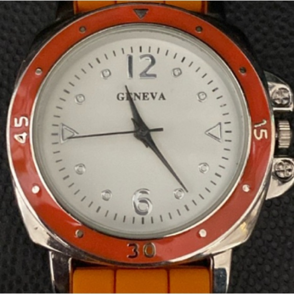 Geneva Orange Silicone band watch